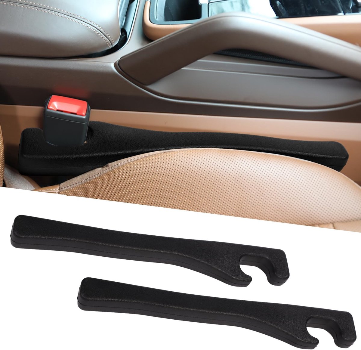 Image of 2Pcs Auto Zitplaats Gaps Vulmiddel - PU Leer Auto Gap Plug - Voorkom dat Voorwerpen Vallen - Voor Auto Truck SUV Interieur Accessoires
