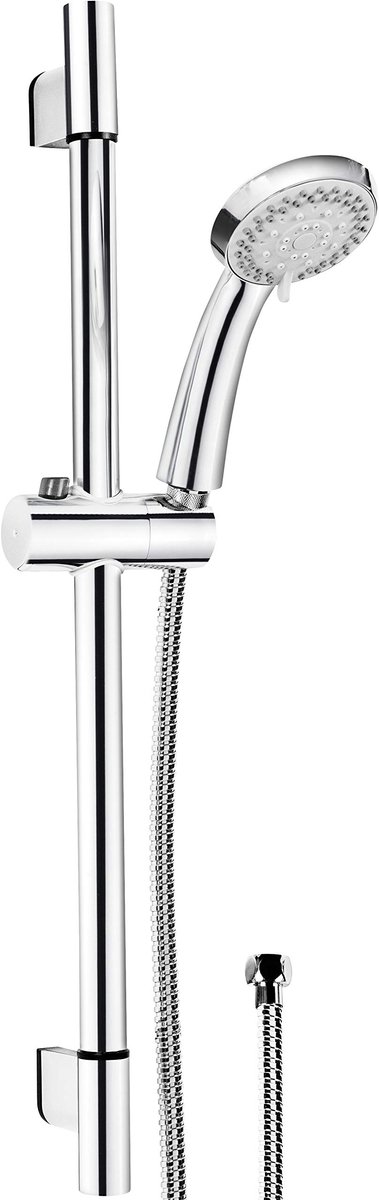 Cornat "Fit" doucheset - 85,5 mm handdouche - 3 straalsoorten: normaal, zacht & massagestraal - antikalk & waterbesparend inzetstuk - 150 cm doucheslang - 60 cm wandglijstang / douchesysteem / TECB3451