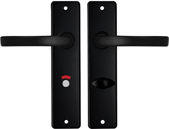 Zwarte deurklink met schild, set van twee met indicator.