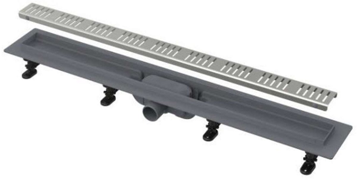 Alcadrain Douchegoten - Douchegoot Eenvoudig 95 cm, met rand voor geperforeerd rooster, incl. rooster, roestvrijstalen mat APZ10-950M