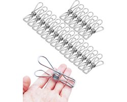 40 stuks kleine wasknijpers van roestvrij staal - Duurzame multifunctionele wasknijpers van draad - Hangerclips voor huishoudelijk gebruik - Geschikt voor wasgoed, thuis, keuken, buitenreizen, kantoor