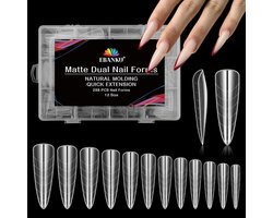 288PCS Clear Full Cover Dual Nail Forms System - Coffin Nail Mold Tips - Acrylic Stiletto Nail Extension Tools - Nail Art Salon Nails Design