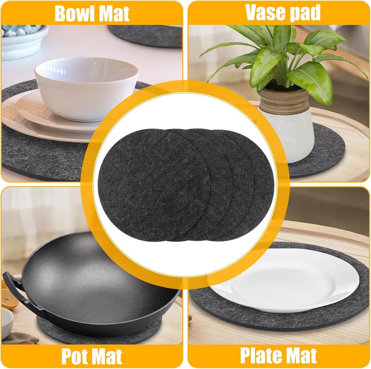 LOPYXBR 8 stuks vilten onderzetters, rond, 30 cm, grote vilten onderzetters, placemat van robuust vilt, grijze vilten onderzetters, placemat rond voor borden, potten, glazen of als placemat LOPYXBR 8 stuks vilten onderzetters, rond, 30 cm, grote vilten onderzetters, placemat van robuust vilt, grijze vilten onderzetters, placemat rond voor borden, potten, glazen of als placemat