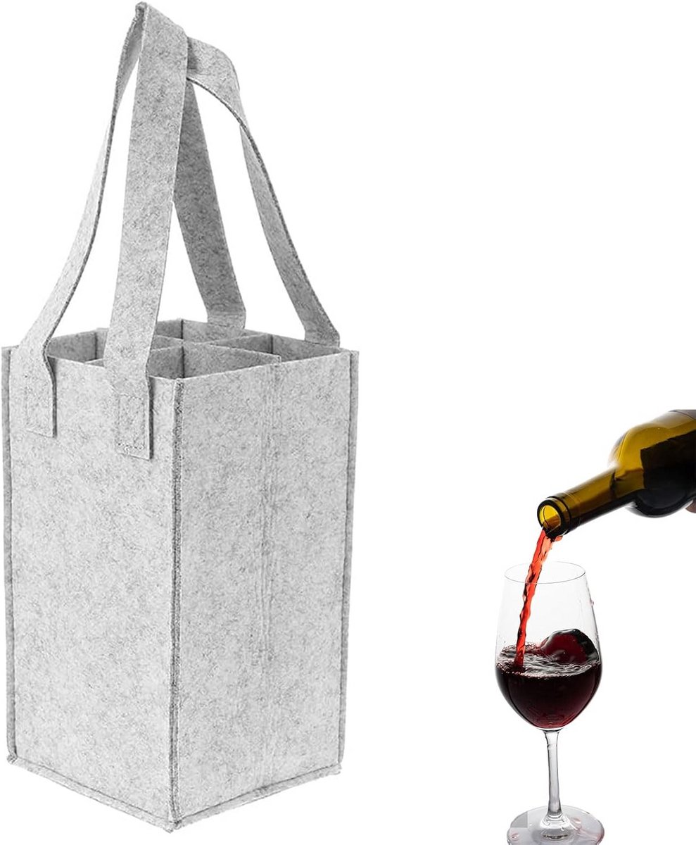 Draagtas voor 4 flessen - Flessen Boodschappentas voor Wijn, Bier en Water