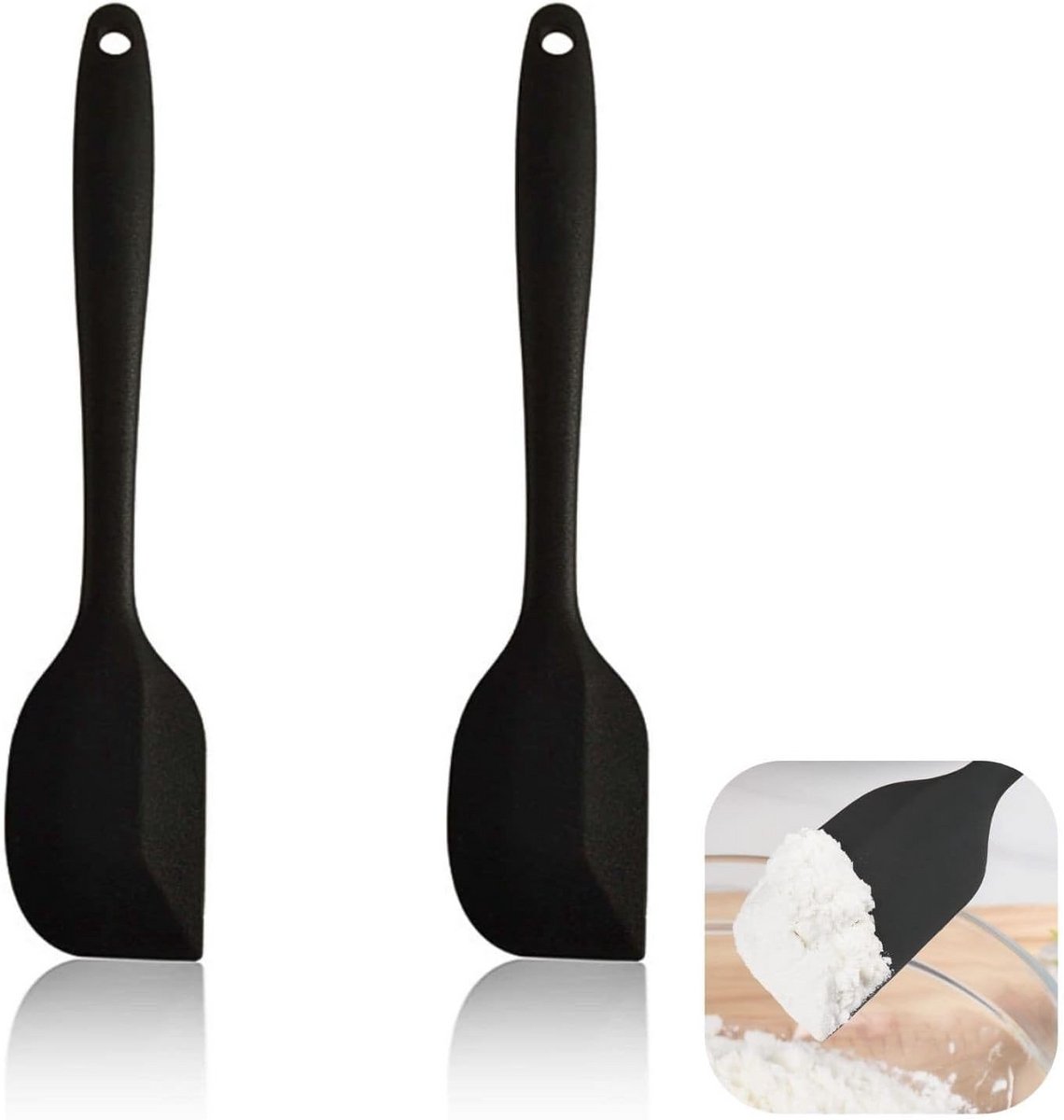 Set van 2 Mini Siliconen Spatels 22.5cm, Hittebestendig en Naadloos