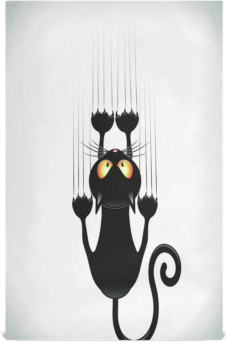 Zachte absorberende keukenhanddoek 61 x 45 cm - Kat poot print