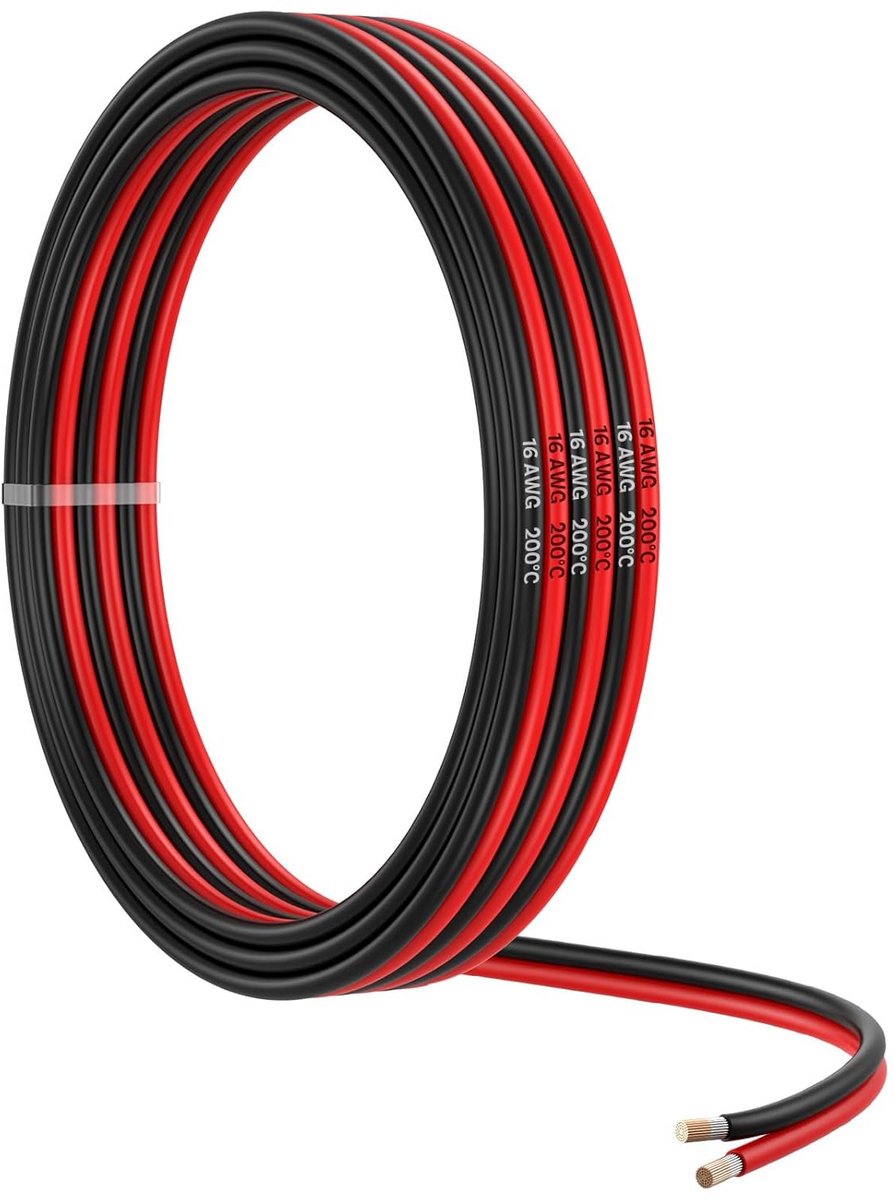 Flexibele 16 AWG 2-aderige Koperdraad op Rol - Vertind en Hittebestendig