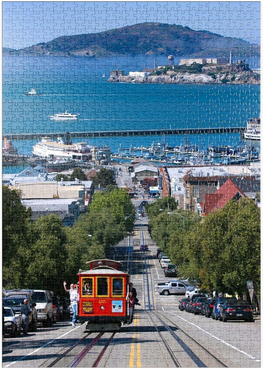 Puzzel 1000 Stukjes Kabelbaan San Francisco Fisherman's Wharf Alcatraz Eiland