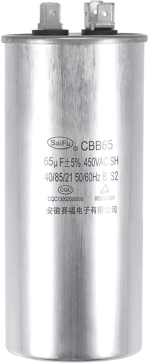 Ronde Startcondensator 65uF 450V AC voor Airconditioner en Warmtepomp Compressor