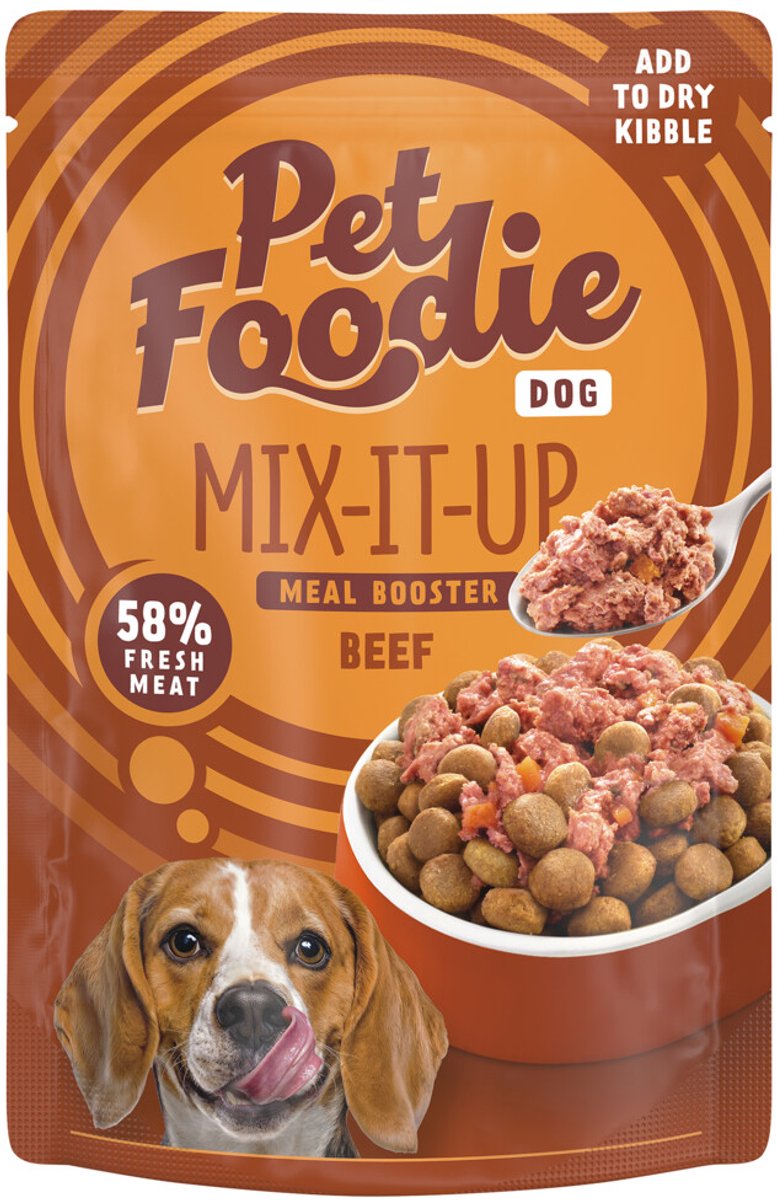 PetFoodie Hondenvoer Nat Mix-It-Up Rund - 16 x 60 gr - Voordeelverpakking