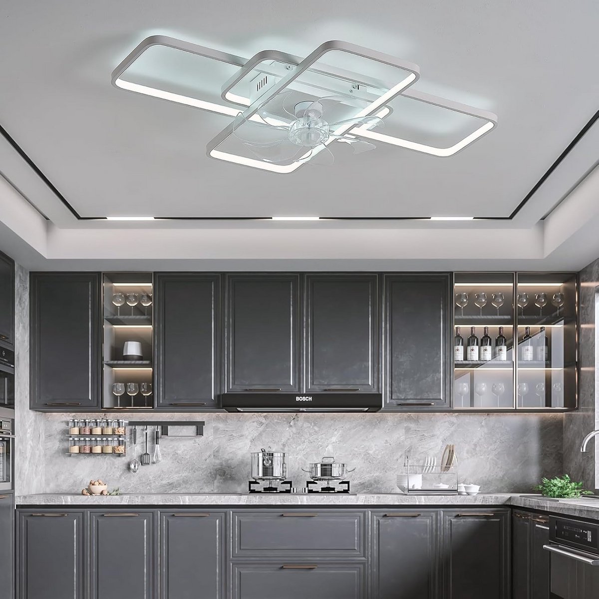 Moderne Rechthoekige Plafondventilator Met LED Verlichting Dimbaar Afstandsbediening Stille Slaapkamer Woonkamer – foto 7