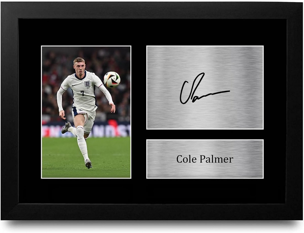 Ingelijste A4 Gesigneerde Foto Reproductie Voetbalspeler Engeland - Ideaal Cadeau voor Fans