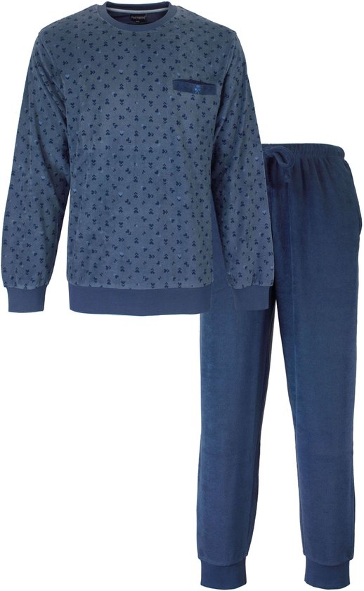 Heren badstof pyjama lang met manchetten - 61692
