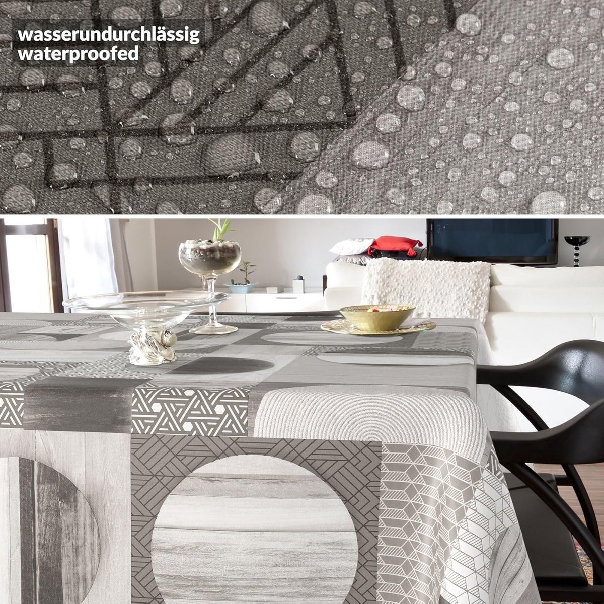 Afwasbaar Tafelkleed Waterafstotend Stofvrij Houtlook Patchwork 220 x 140 cm