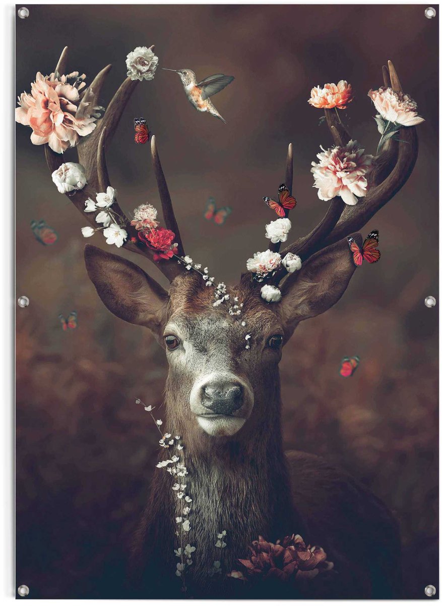 Tuinposter Hert - 140 x 100 - Canvas - REINDERS