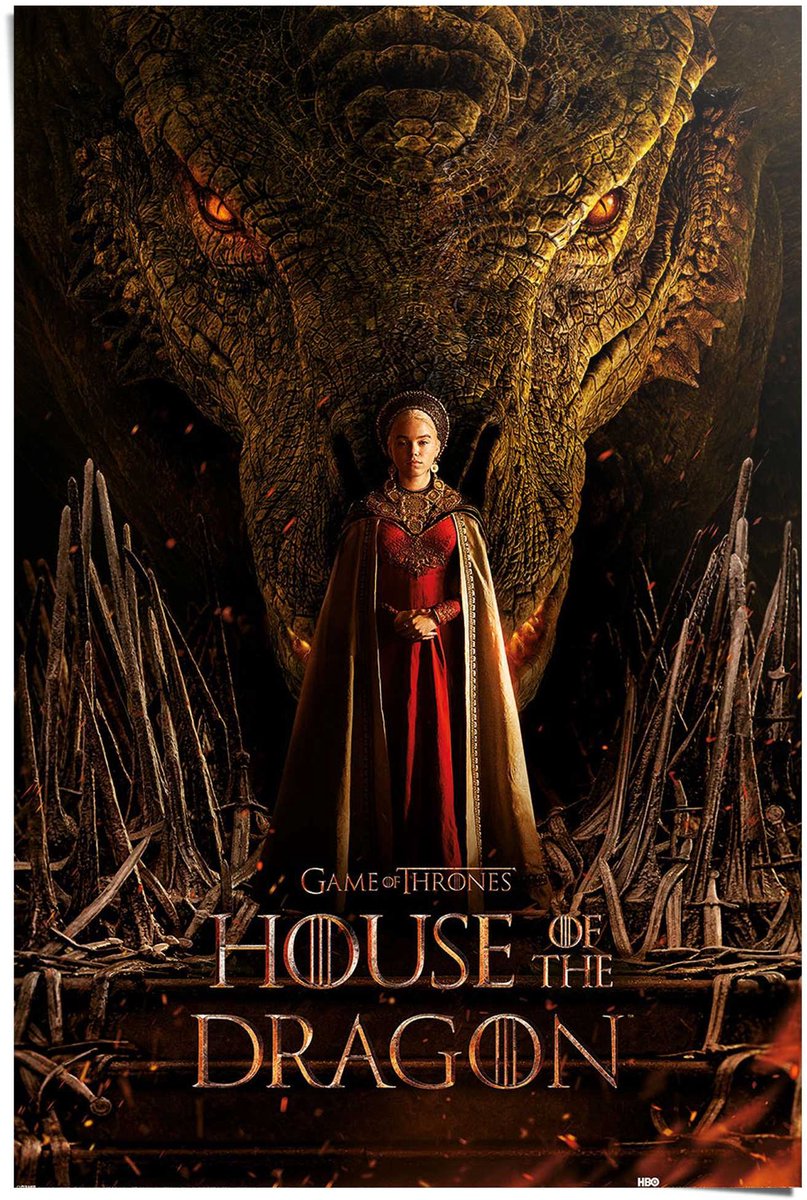 REINDERS Poster House of the Dragon - dragon throne - 91,5 x 61 - Papier - REINDERS rood
