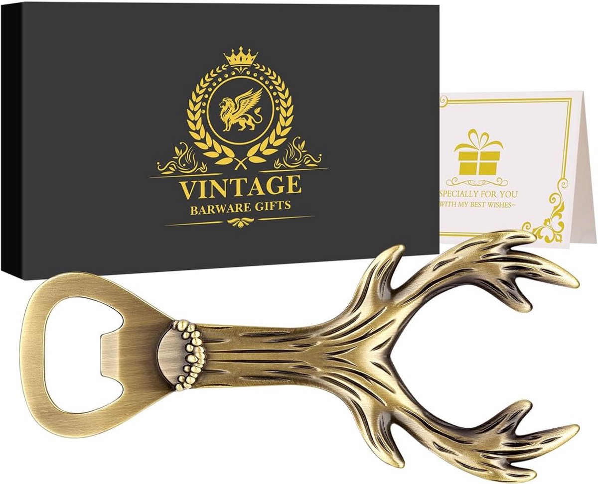 Hertengewei Bierflesopener - Cadeau voor Jagers en Mannen - Luxe Geschenkdoos