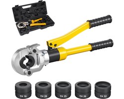 Hydraulische Perstang TH Set – 6000 kg – Inclusief TH16 t/m TH32 – 360° Draaibare Kop – Voor Alupex & Persfittingen – Inclusief Koffer - Krimptang - Rheme