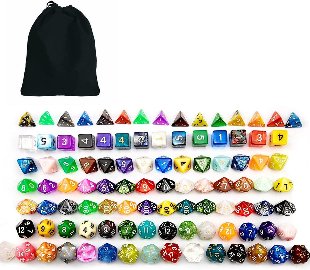 100 stuks polyhedral dobbelstenen set - standaardformaat in diverse kleuren en effecten