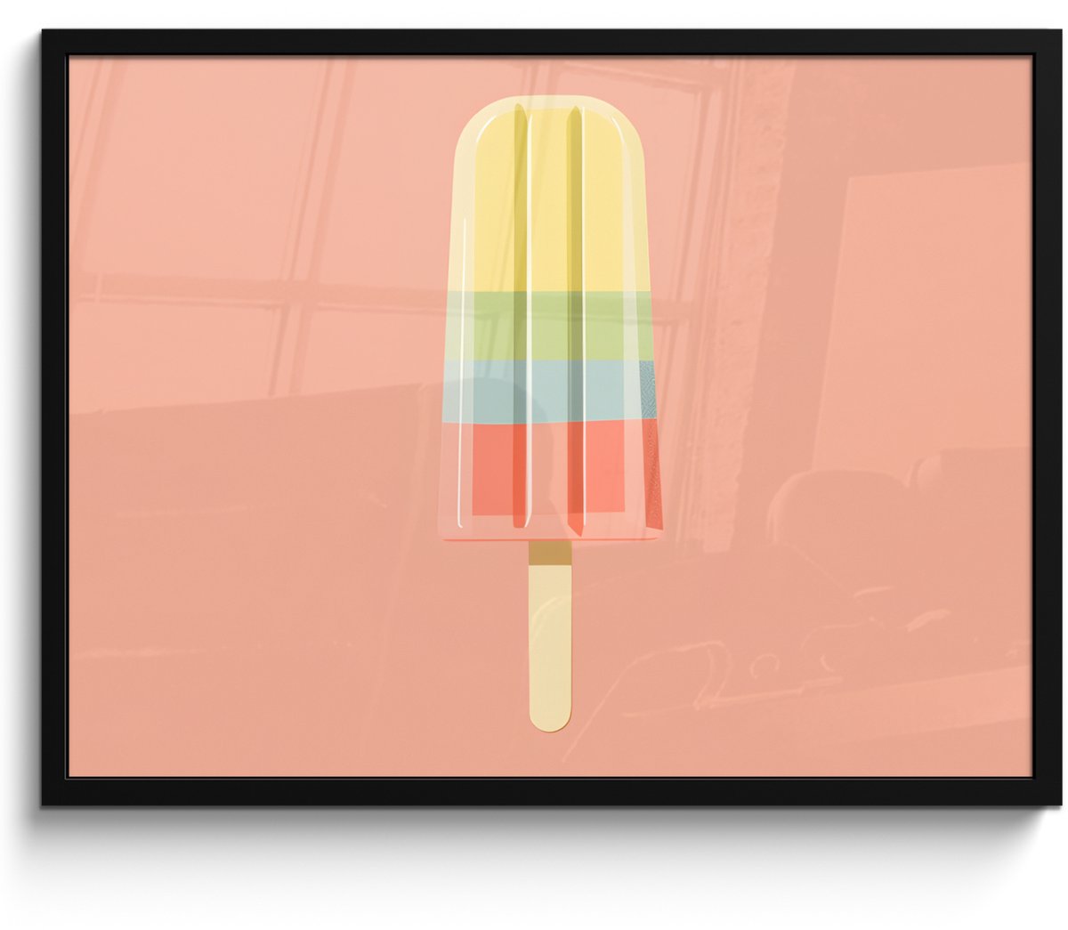 FrameYourWall Poster in lijst - Fotolijst 70x50 cm - Posters - Waterijsje - Pasteltinten - Minimalistisch - Posterlijst zwart - Decoratie - Wanddecoratie woonkamer - Muurdecoratie slaapkamer