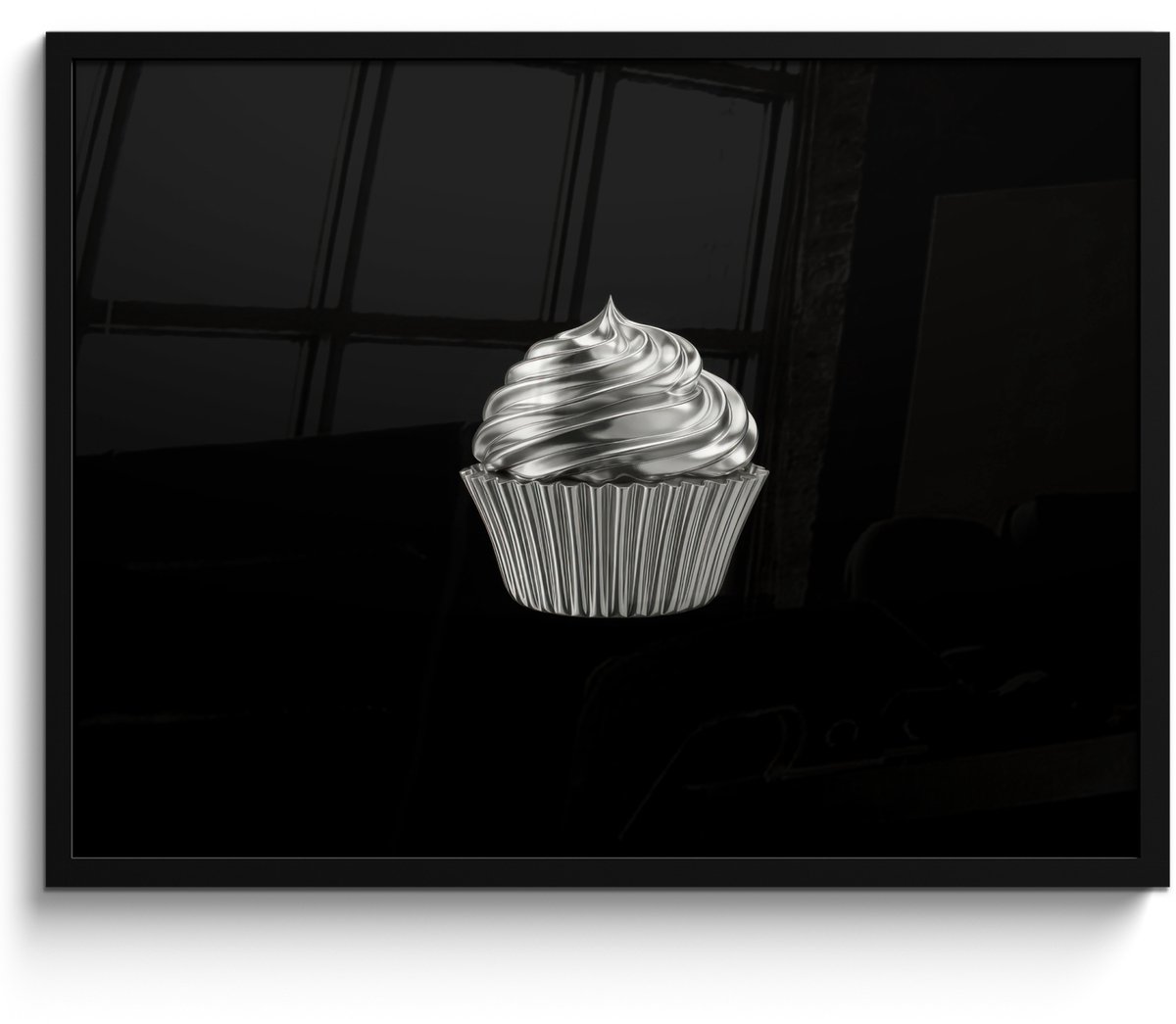 FrameYourWall Poster in lijst - Fotolijst 70x50 cm - Posters - Cupcake - Luxueus - Zilver - Posterlijst zwart - Decoratie - Wanddecoratie woonkamer - Muurdecoratie slaapkamer