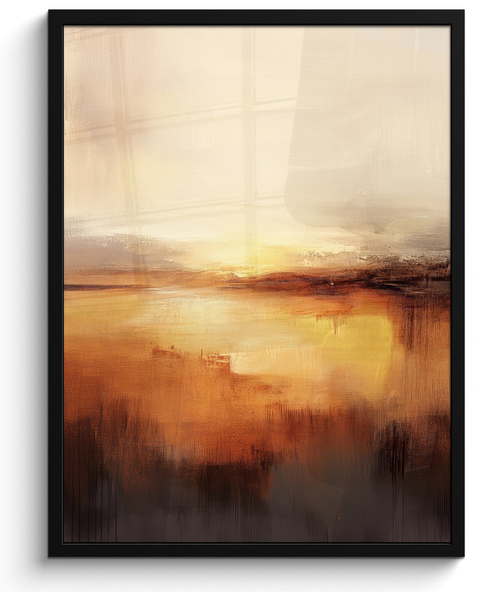 FrameYourWall Poster in lijst - Fotolijst 50x70 cm - Posters - Abstract - Bruin - Modern - Herfst kleuren - Posterlijst zwart - Decoratie - Wanddecoratie woonkamer - Muurdecoratie slaapkamer