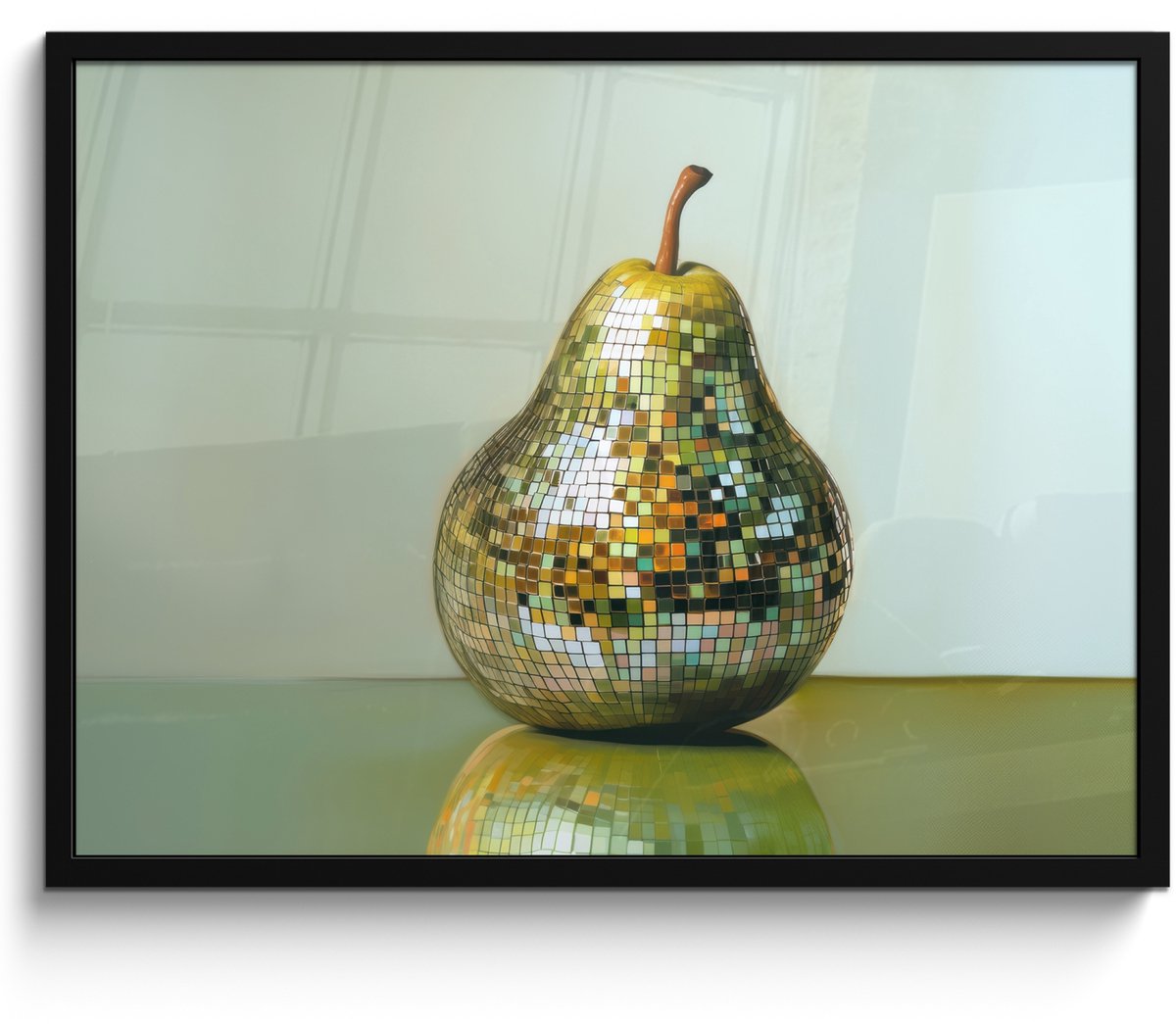 FrameYourWall Fotolijst inclusief poster - Posterlijst 70x50 cm - Posters - Fruit - Disco - Art - Glitter - Foto in lijst - Keuken decoratie muur - Wanddecoratie accessoires - Muurdecoratie - Schilderijen Disco - Peer