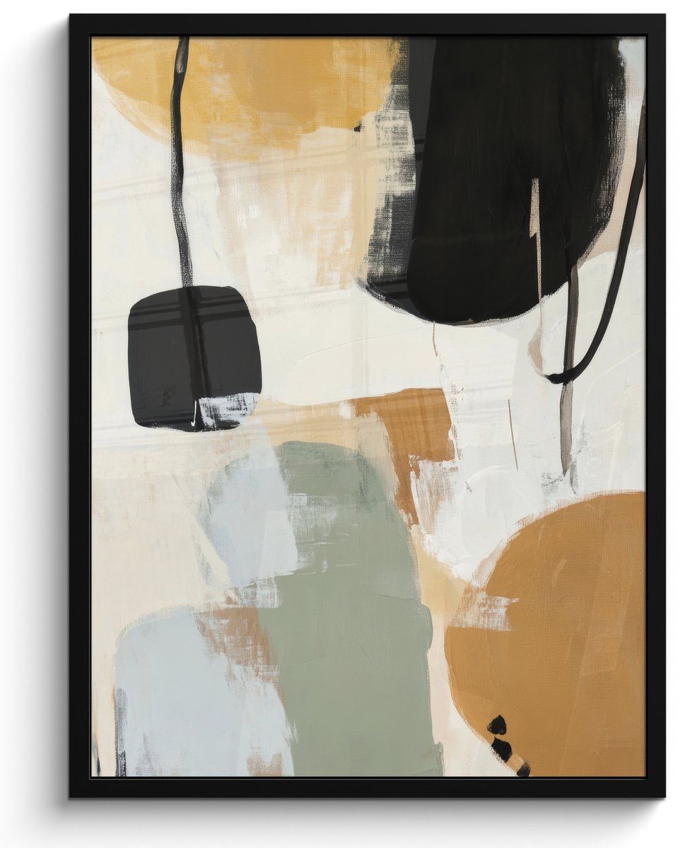 FrameYourWall Poster in lijst - Fotolijst 50x70 cm - Posters - Paint - Abstract - Kleuren - Posterlijst zwart - Decoratie - Wanddecoratie woonkamer - Muurdecoratie slaapkamer