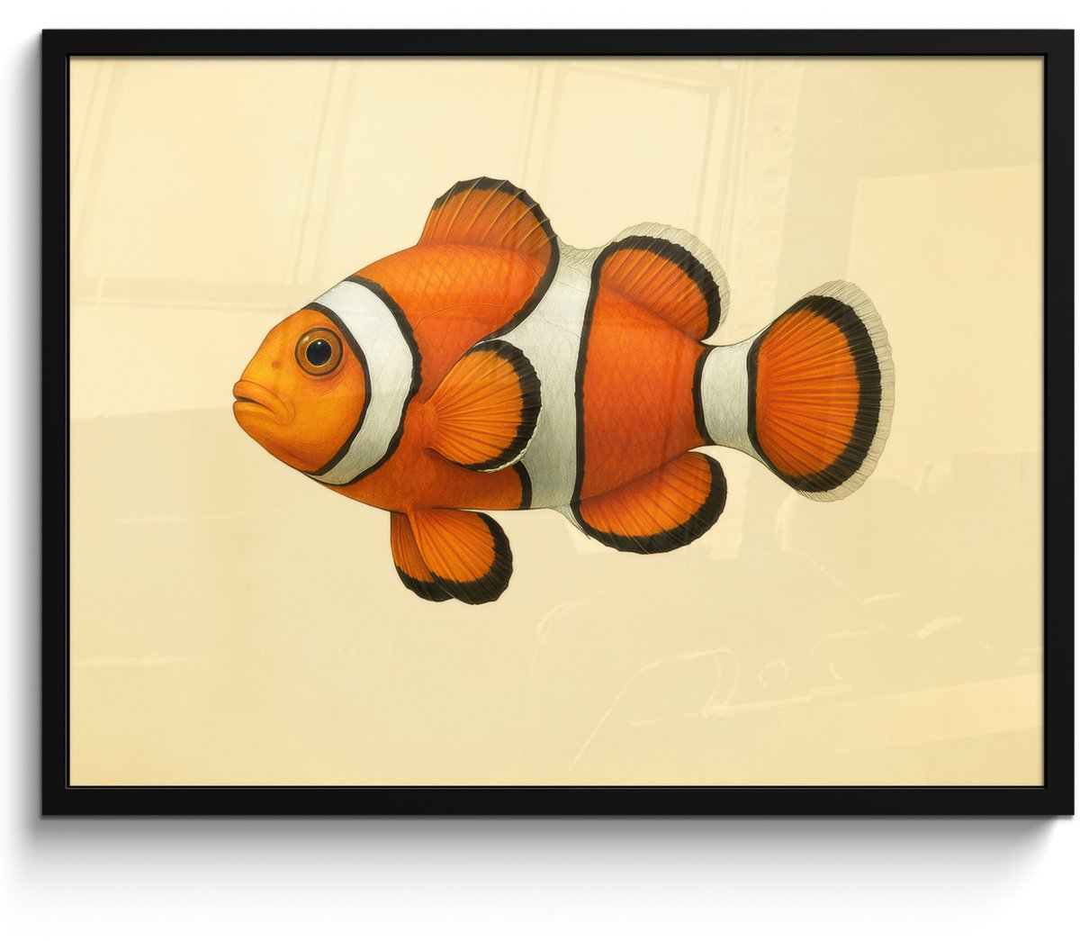 FrameYourWall Poster in lijst - Fotolijst 70x50 cm - Posters - Vis - Oranje - Strepen - Posterlijst zwart - Decoratie - Wanddecoratie woonkamer - Muurdecoratie slaapkamer
