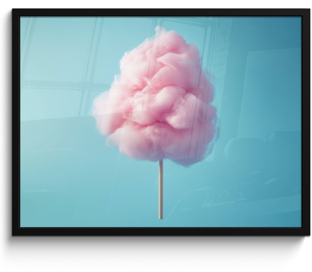 FrameYourWall Poster in lijst - Fotolijst 70x50 cm - Posters - Suikerspin - Zoet - Snoep - Posterlijst zwart - Decoratie - Wanddecoratie woonkamer - Muurdecoratie slaapkamer
