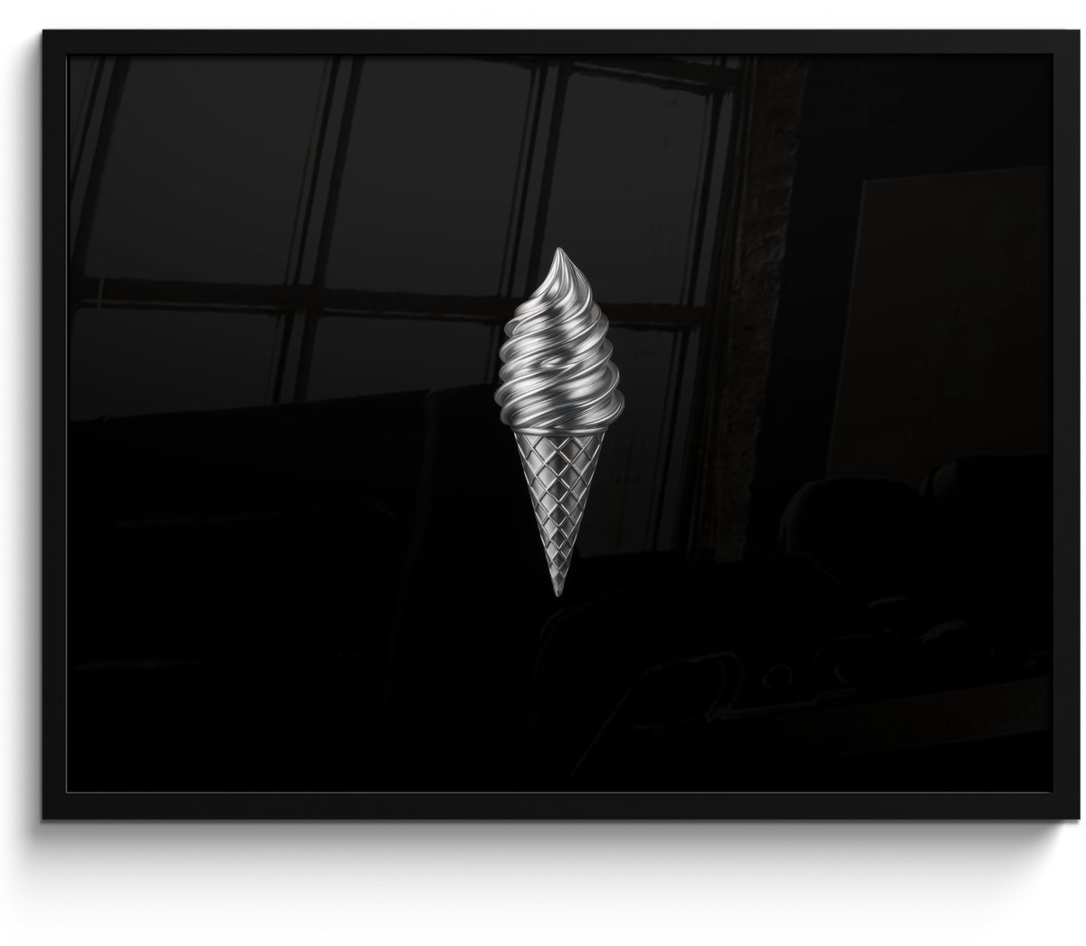 FrameYourWall Poster in lijst - Fotolijst 70x50 cm - Posters - Softijs - Realistisch - Futuristisch - Posterlijst zwart - Decoratie - Wanddecoratie woonkamer - Muurdecoratie slaapkamer