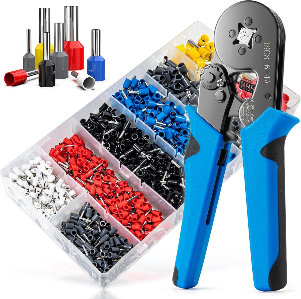 Krimptang Set met 1200 Stuks Adereindhulzen (0.25-10 mm²)