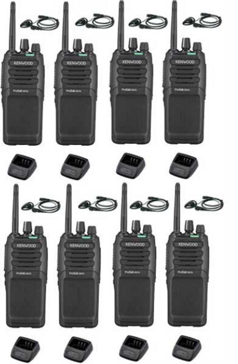 Set van 8 Kenwood TK-3701D met d-shape oortje en tafellader