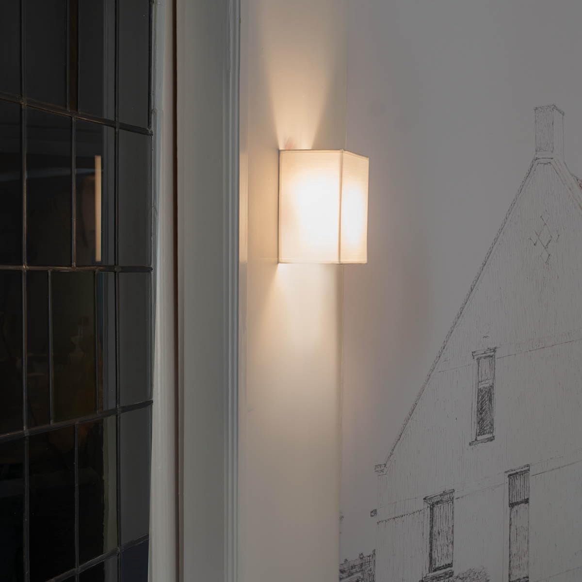 Wandlamp wit met katoenen kap - E27 max 40W - Dimbaar - Vete