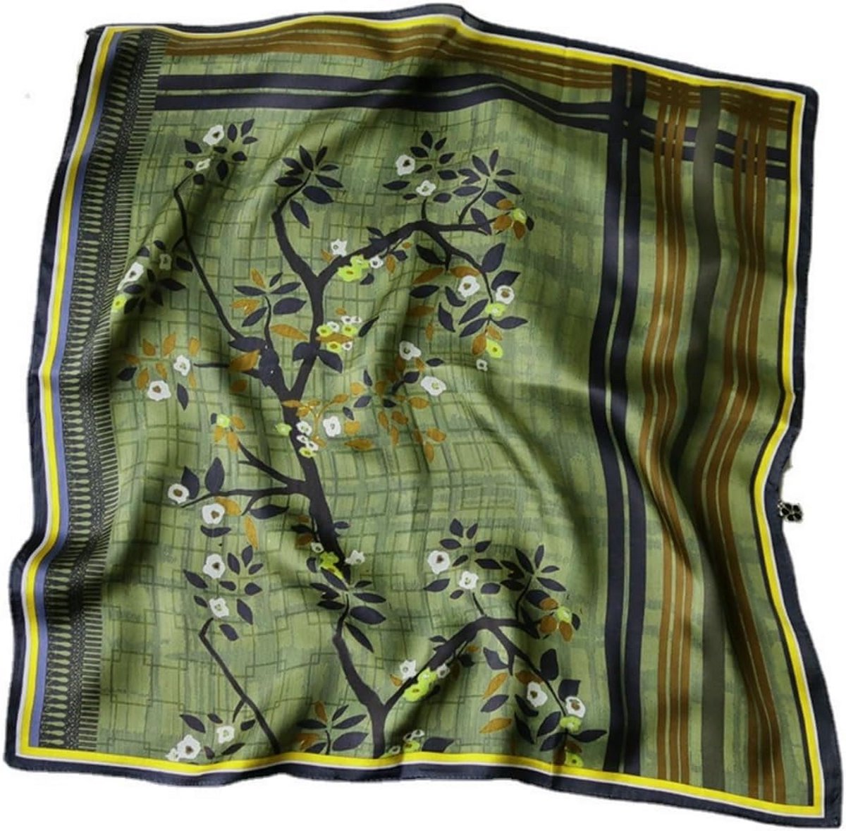 Zijden sjaal van 100% natuurlijke zijde met bloemenprint - 53 x 53 cm