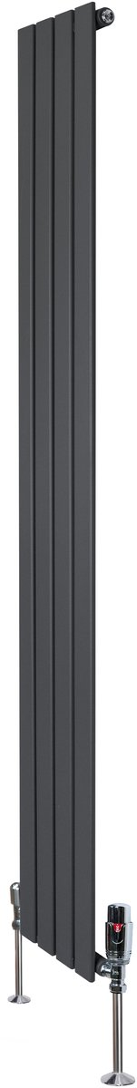 1-kolom design radiator - 1800x280 mm - grijs - thermostaatkraan