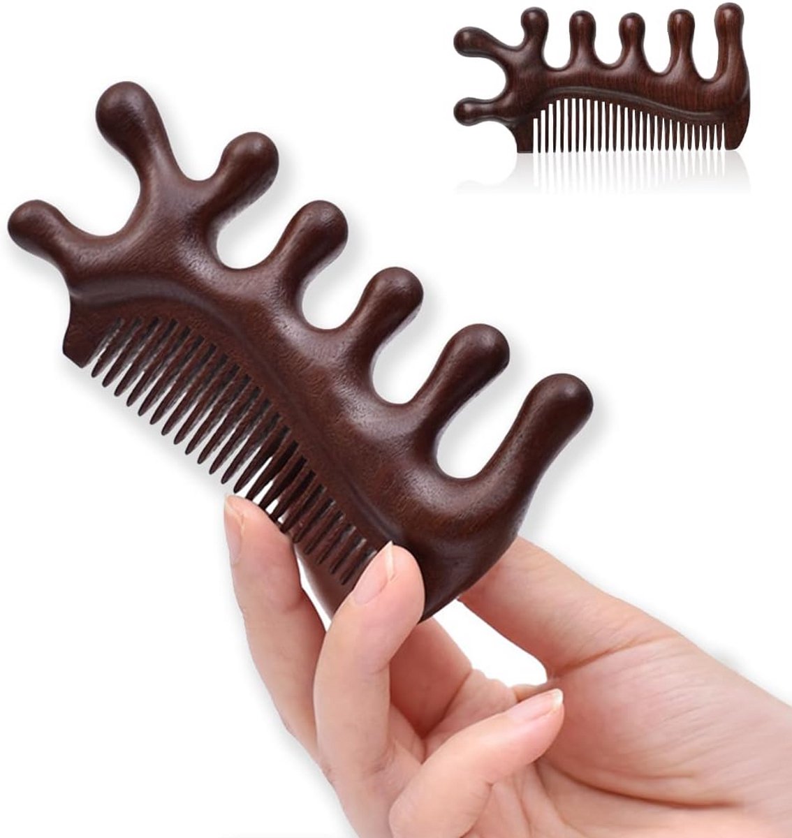 Ontspannende Hoofdmassage Kam Hout voor Hoofdhuid en Haarverzorging | Multifunctionele Gua Sha