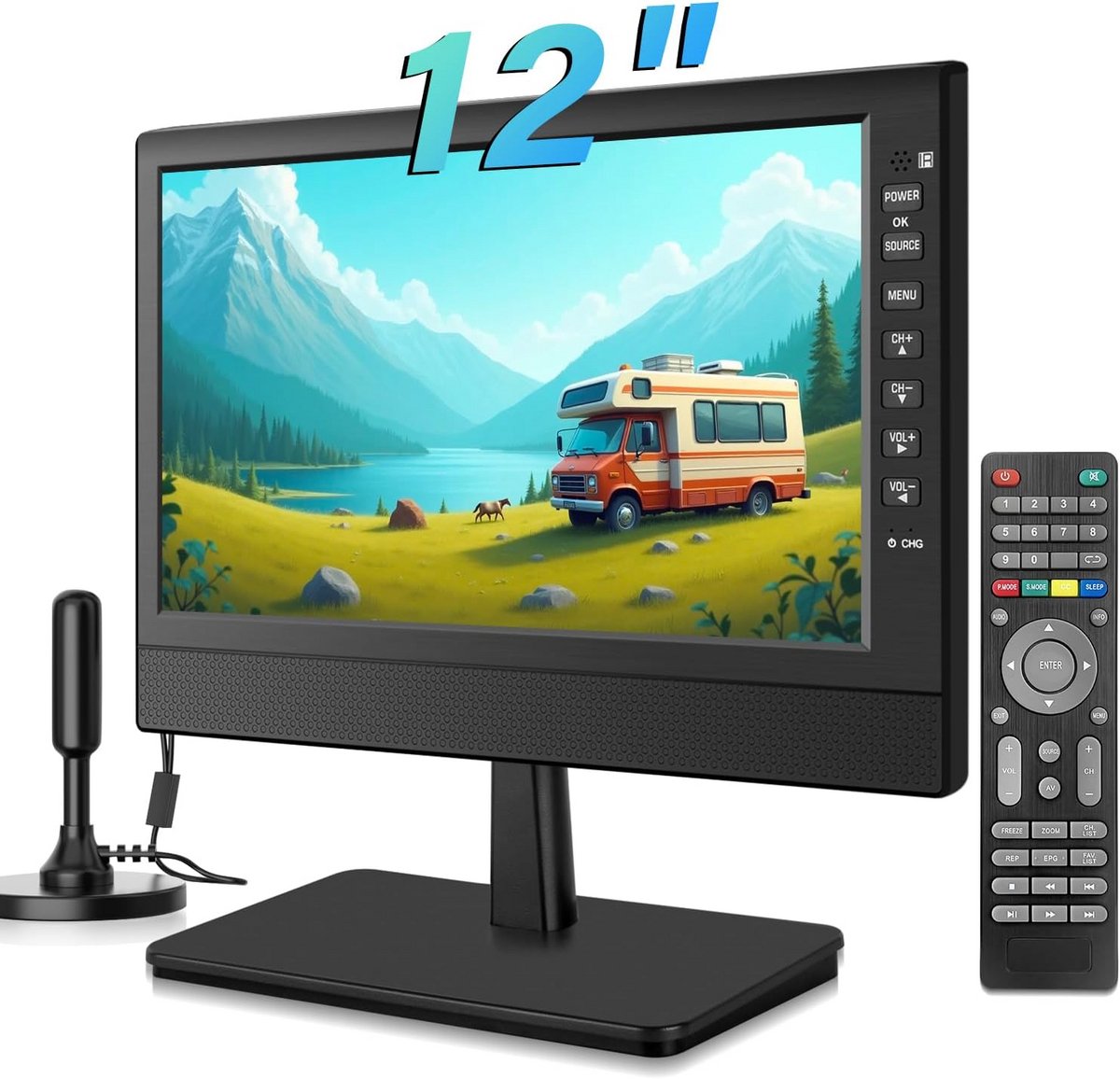 12 inch Draagbare Flatscreen Televisie met Digitale Tuner en Diverse Aansluitingen