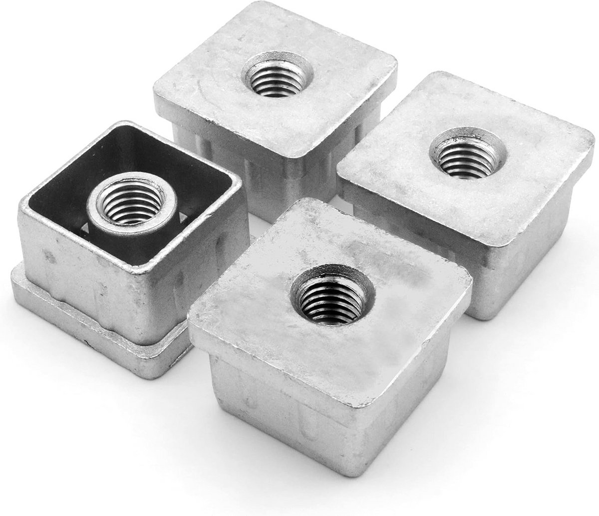 4x Kunststof Schroefdoppen voor Vierkante Buis 30x30 mm met M10 Schroefdraad