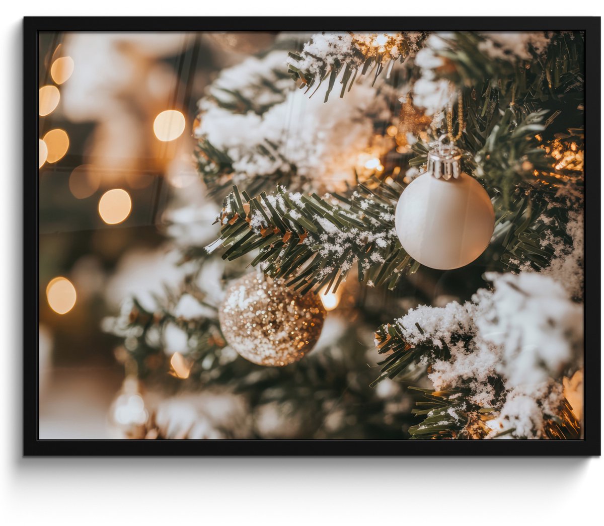 FrameYourWall Poster in lijst - Fotolijst 70x50 cm - Posters - Kerst - Kerstboom - Winter - Binnen - Sneeuw - Posterlijst zwart - Decoratie - Wanddecoratie woonkamer - Muurdecoratie slaapkamer - Kerstversiering - Kerstdecoratie voor binnen - Kerstmis