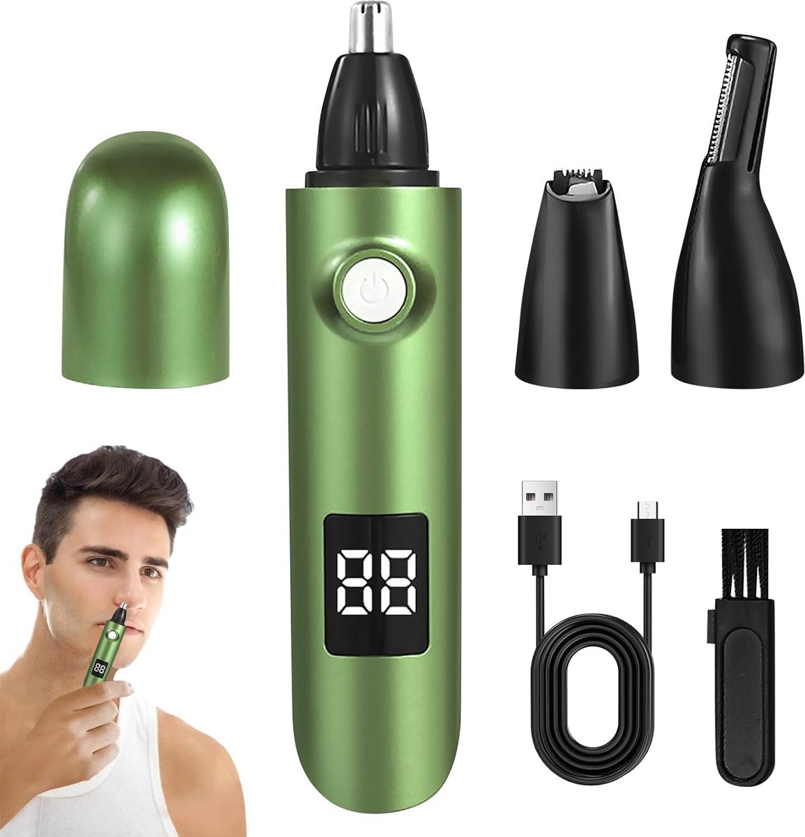 Multifunctionele 3-in-1 Neus-, Oor- en Wenkbrauwhaartrimmer | USB Oplaadbaar met LED