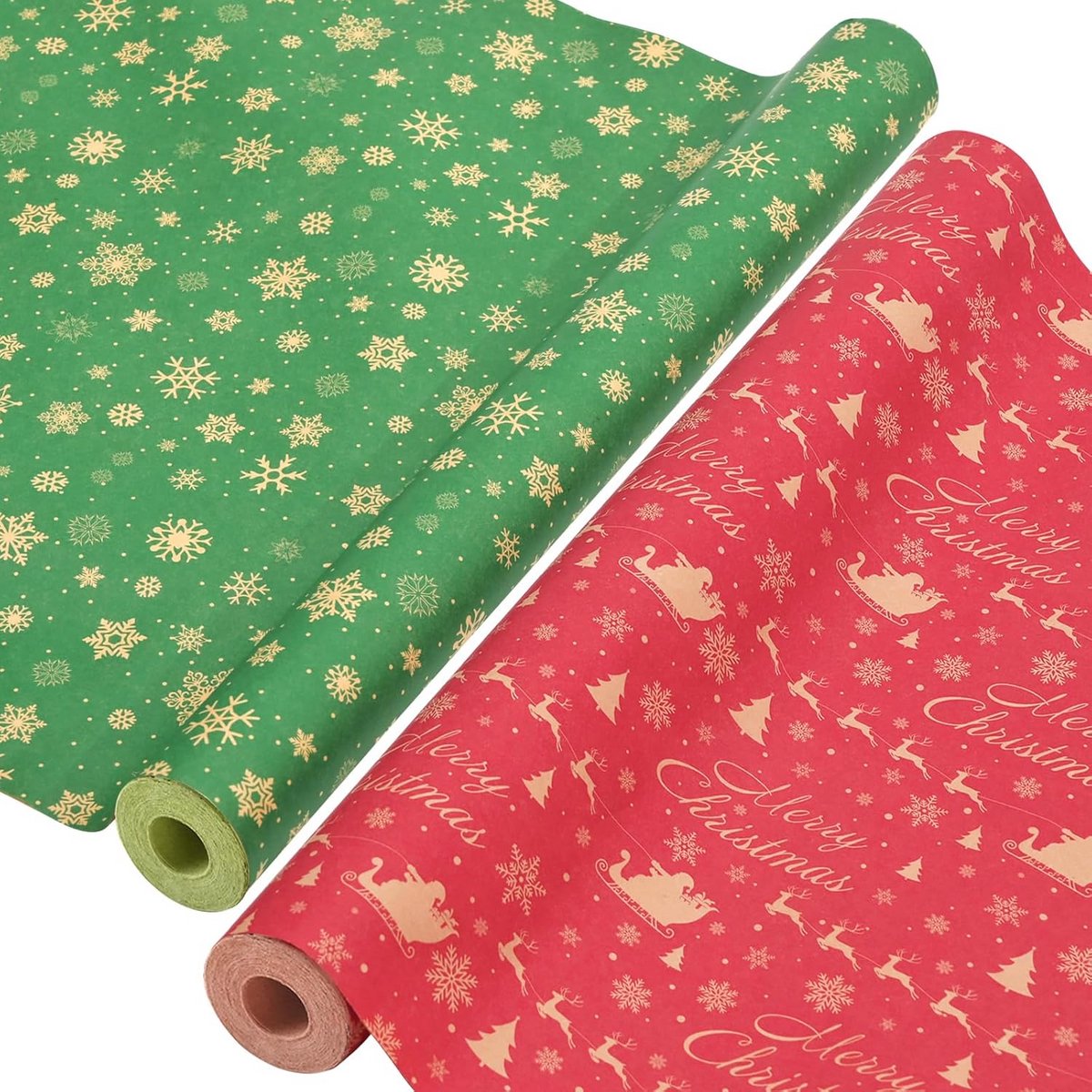 Kerst Inpakpapier Rollen - 2x 15 Meter - Kraftpapier voor Cadeaus en Feestelijke Verpakking