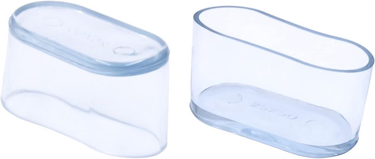 8x Transparante Ovale Stoelpootdoppen PVC - Beschermers voor Vloer en Meubels (25x50mm)