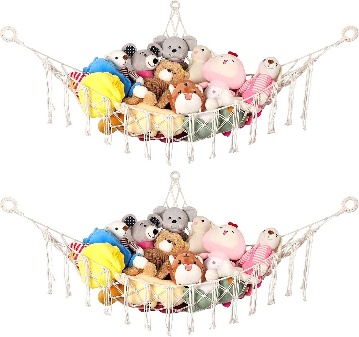 2-Delige Bohemian Speelgoed Hangmat voor Kinderkamer - Kant Speelgoedorganizer