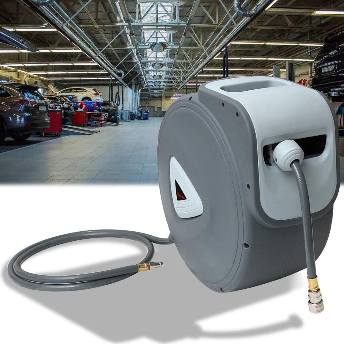 Automatische Persluchtslanghaspel 30m PVC met Wandmontage en Kralen