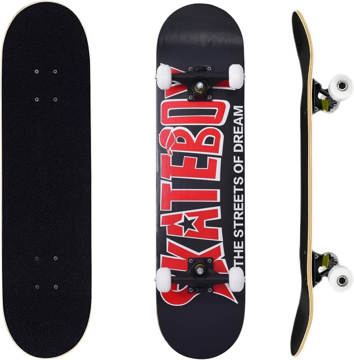 Compleet Skateboard voor Beginners en Volwassenen | 80x20 CM Double Kick Deck