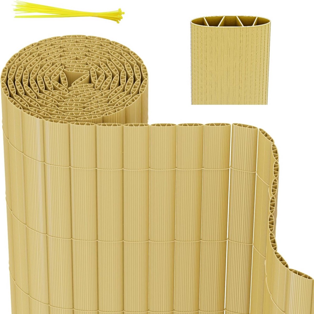 Weerbestendige PVC Balkon/Tuin Rollo met W-structuur en Bevestigingsmateriaal