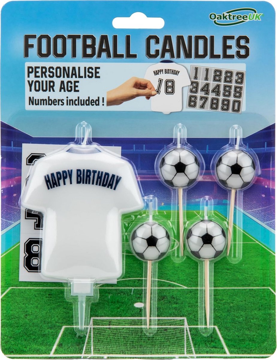 Voetbal Shirt Kaars Set (8cm) - Wit - Uniek Cadeau voor Voetbalfans Vieringen
