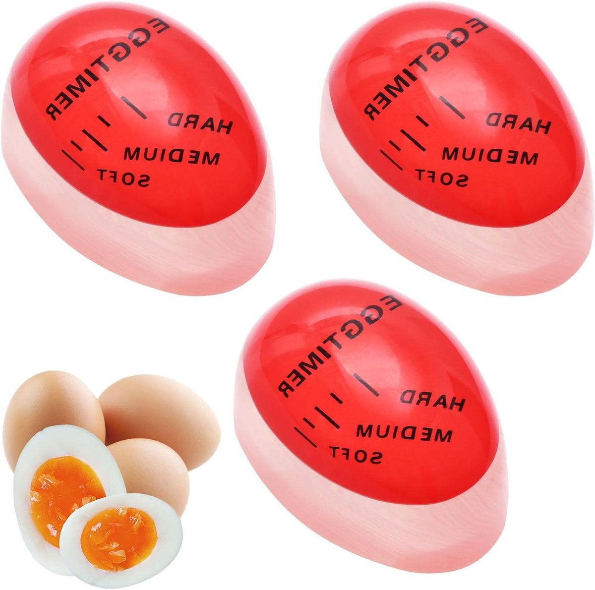 Set van 3 eierwekkers voor perfect gekookte eieren - kookwekkers om gaarheid te meten