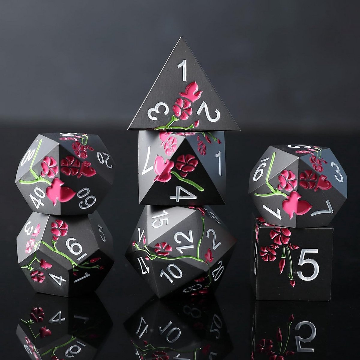 Metalen Polyedrische Dobbelstenenset 7 Delig voor Dungeons and Dragons en Rollenspellen
